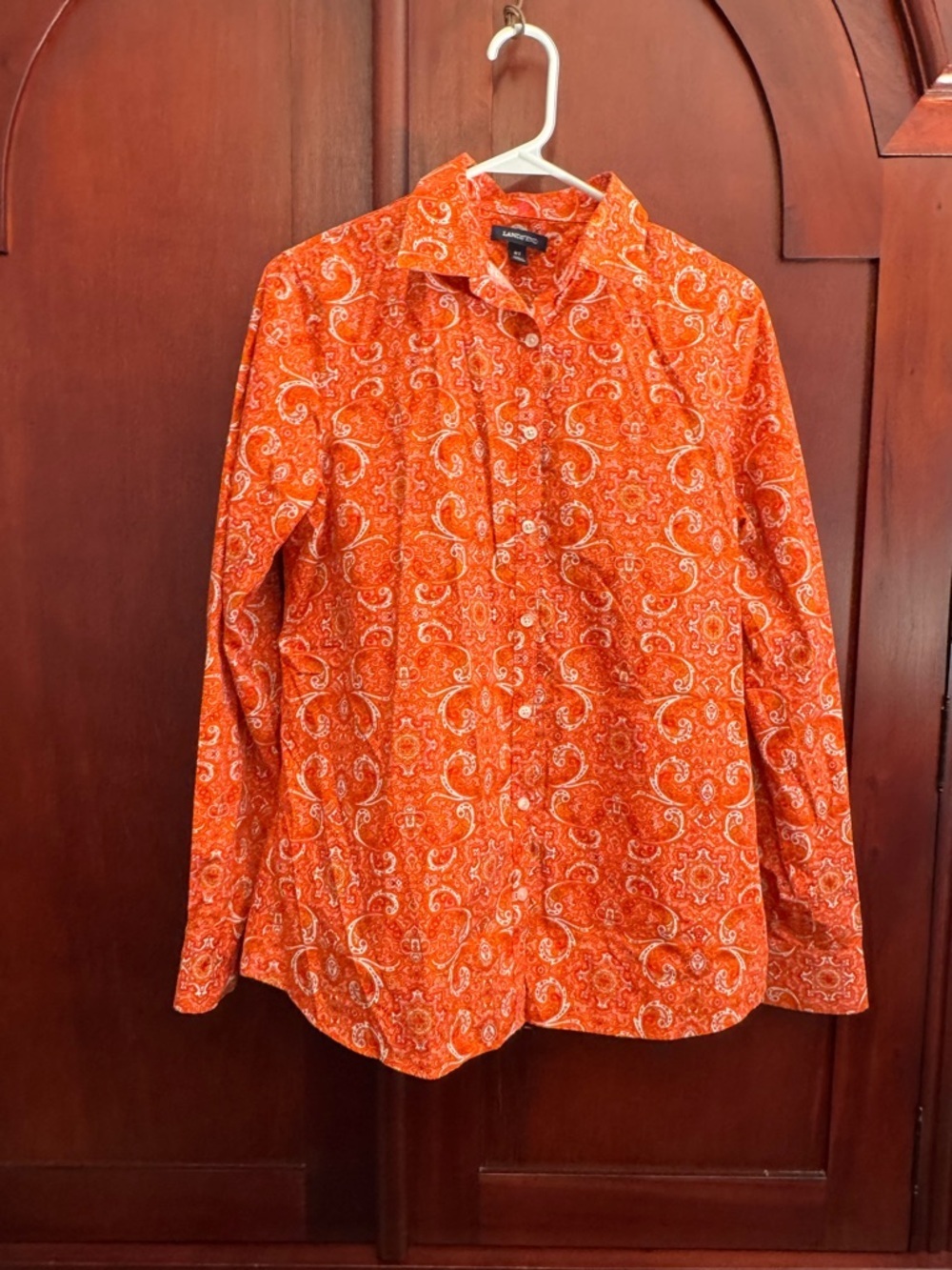 Lands' End No Iron Boho Paisley Supima Cotton button-down shirt Size 8T